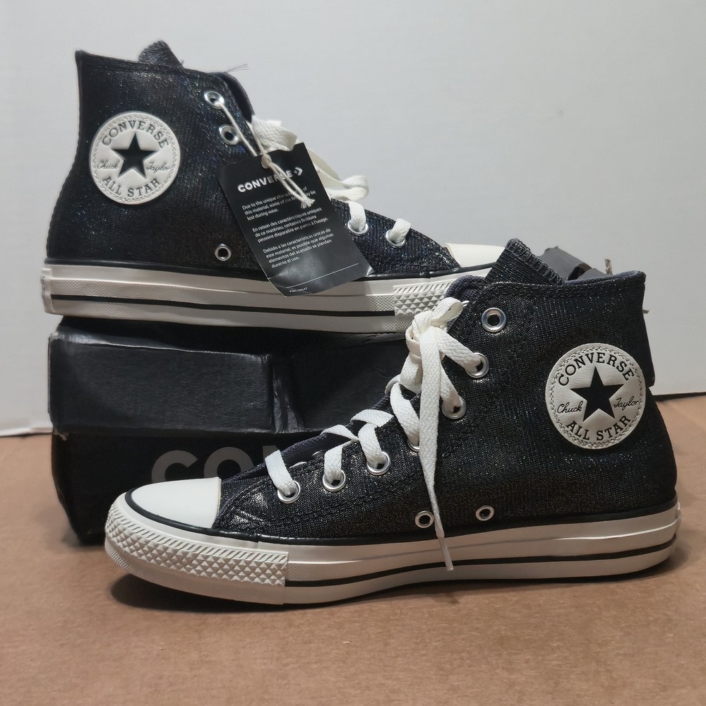 Converse Chuck Taylor All Star High Top Black Glitter Shoes Womens 7.5 Mens 5.5